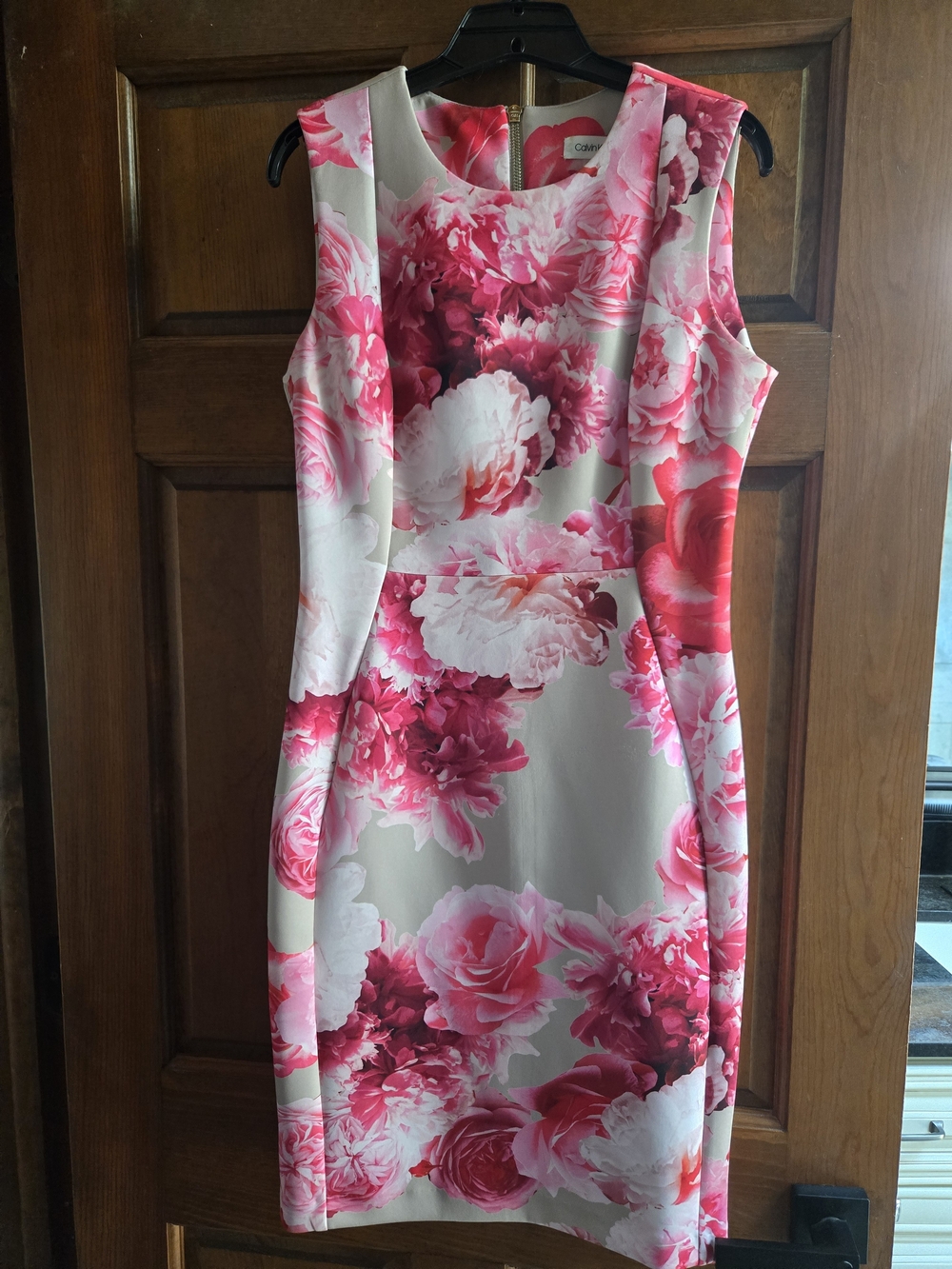 Calvin Klein Pink Floral Midi Sheath Dress